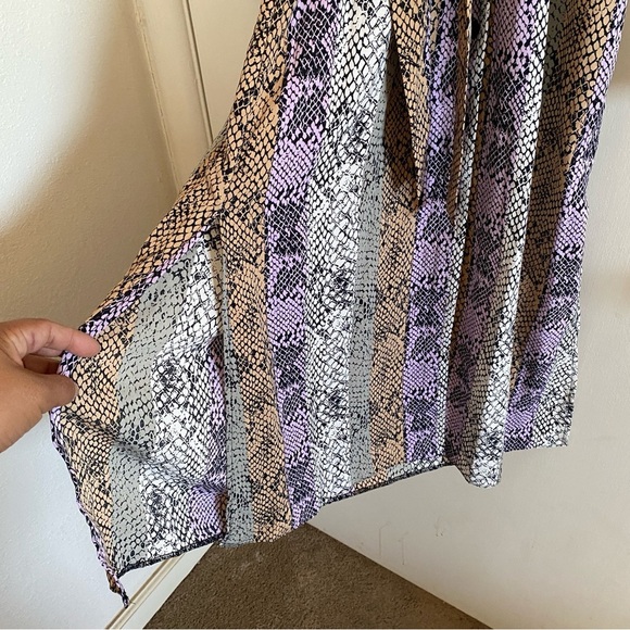 Miss Selfridge Snake Print Midi Dress In‎ Lilac Size 4 Preppy Feminine Flowy - Picture 12 of 16